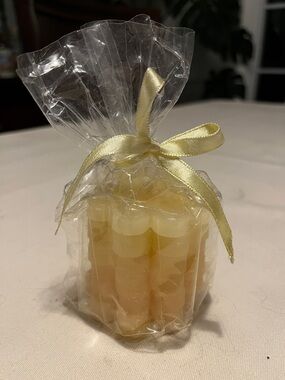 Unscented Yellow Pillar Candle in Decorative Gift Wrap